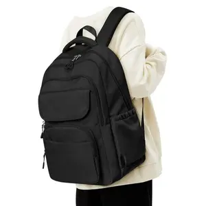 Cute Black Backpack for Women Men Waterproof High School Bag Basic Backpack for College Students Travel Laptop Backpack Lightweight Casual Daypack Middle School Bookbag