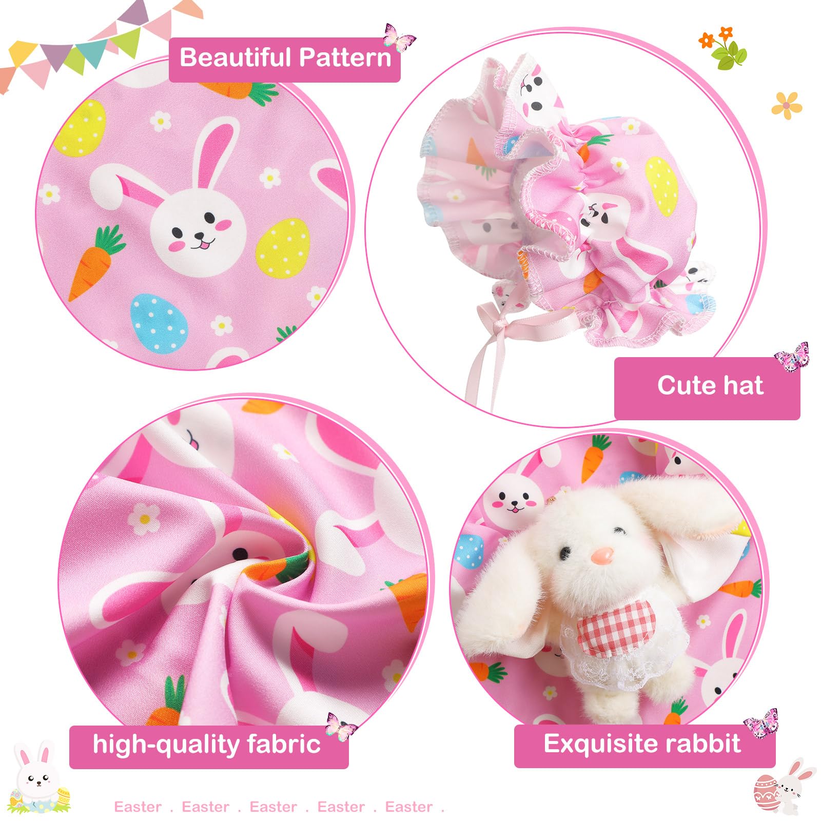 Easter Bunny Porch Goose Outfit for 23 inch Plastic Cement Goose, Easter Egg Porch Goose Costume Lawn Goose Clothes