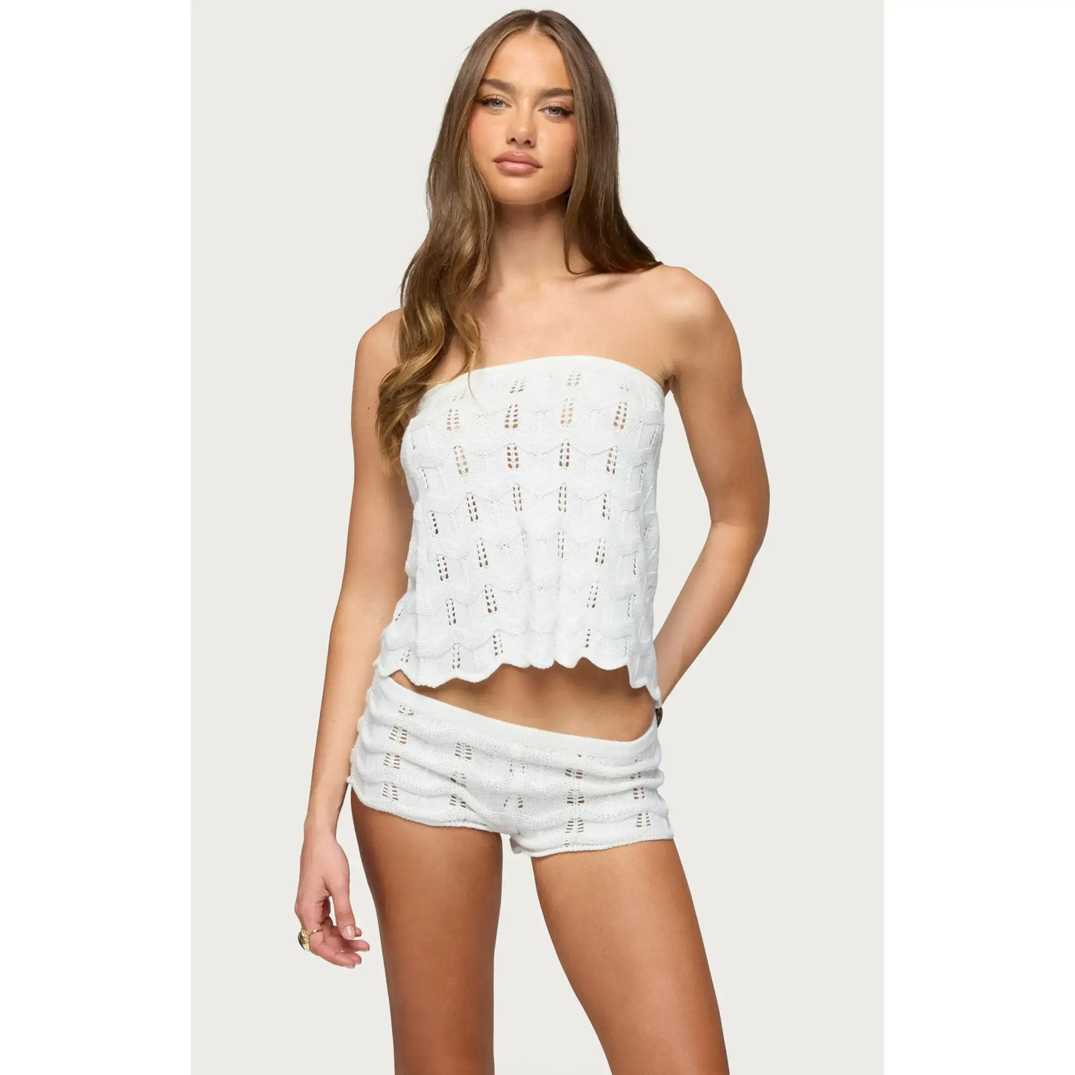 Edikted Women's Isola Strapless Crochet Top