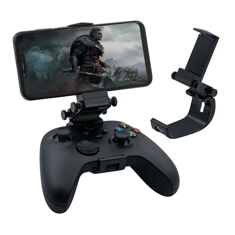 Mcbazel Adjustable Spiral Phone Clip Holder - Durable ABS Plastic Mount with Phone Holder Design, 55-98 mm Fit, 270-Degree 3-Level Bracket for Xbox Series X-S Wireless Controllers (All Buttons & Ports Accessible)