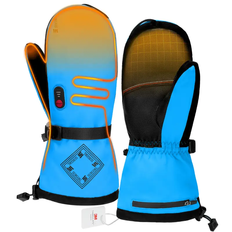Heated Gloves For Men Women 7.4V Battery 22.2WH Rechargeable Heated Ski Gloves Touchscreen Waterproof Electric Heated Gloves For Winter Outdoor Work Skiing Hiking Camping Raynaud Riding(XL