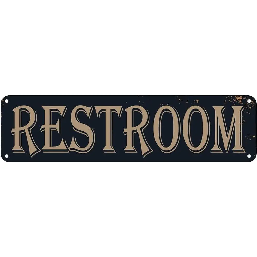 Vintage Aluminium Restroom Signage - 4x16in Rectangular, Sturdy, Waterproof, Lightweight, Heat Resistant Hangable Plaque for Office Bathroom Doors, Home Supplies, Kitchen Decor