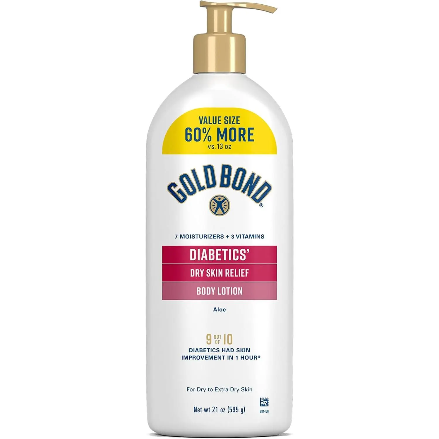 Gold Bond Diabetic Body Lotion, Dry Skin Relief with Vitamin E & Aloe to Soothe & Moisturize Flaky, Rough Skin, Value Size, 21 oz