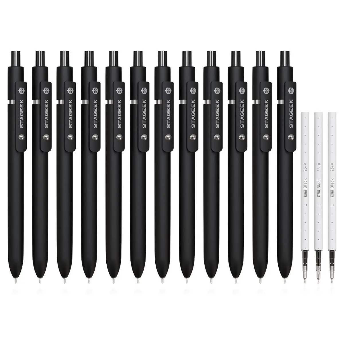 Back to School Shopping STAGEEK Black Gel Pens GX3, 12Pcs Fine Point Smooth Writing Pens with 3 Extra Refills, Quick Dry Black Ink Pens for Journaling, Office, Note Taking, School Supplies, Nurse Aesthetic(Black)