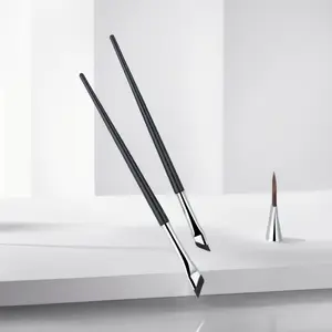 Fine Angled Eyeliner Eyebrow Brush, Sickle Ultra Thin Slanted Flat Angle For Silkworm Details Eye Makeup Beauty Cosmetic Tool