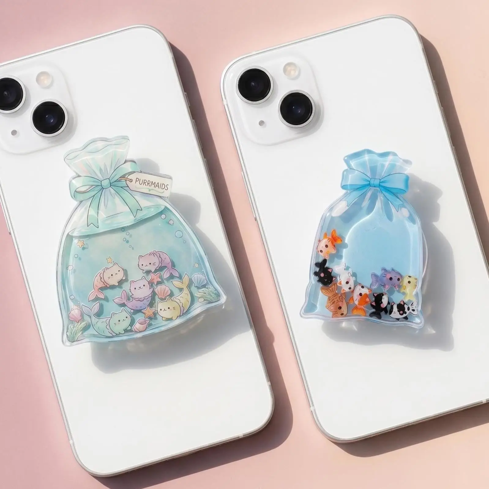 Kawaii Cat Shaker Phone Grip Acrylic Phone Holder Stand Cat Lover Gift Cute