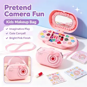1 set of children's princess makeup toy box set, washable makeup, camera shaped makeup box with mirror, princess playhouse beauty toy gift box, full set of beauty playhouse toys, girl role-playing holiday gift