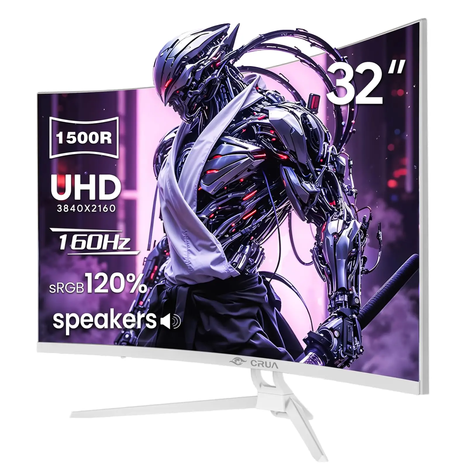 32 Inch Curved 4K Gaming Monitor 160Hz 1500R VA Screen 120% sRGB AMD FreeSync RGB Light Built-in Speaker HDMI2.1 DP1.4 White Desktop Monitor For Gaming Streaming Daily Work,back to school,back to school haul