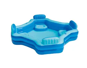 Bluescape Blue Deluxe Comfort Inflatable Family Swimming Pool, 4 Seats, Square, Age 6 & up
