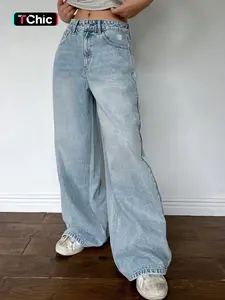 Women's Casual Stretch Straight Leg Wide Leg Jeans, Comfortable Ripped Washed Denim Jeans, Street Style All Seasons Fashion