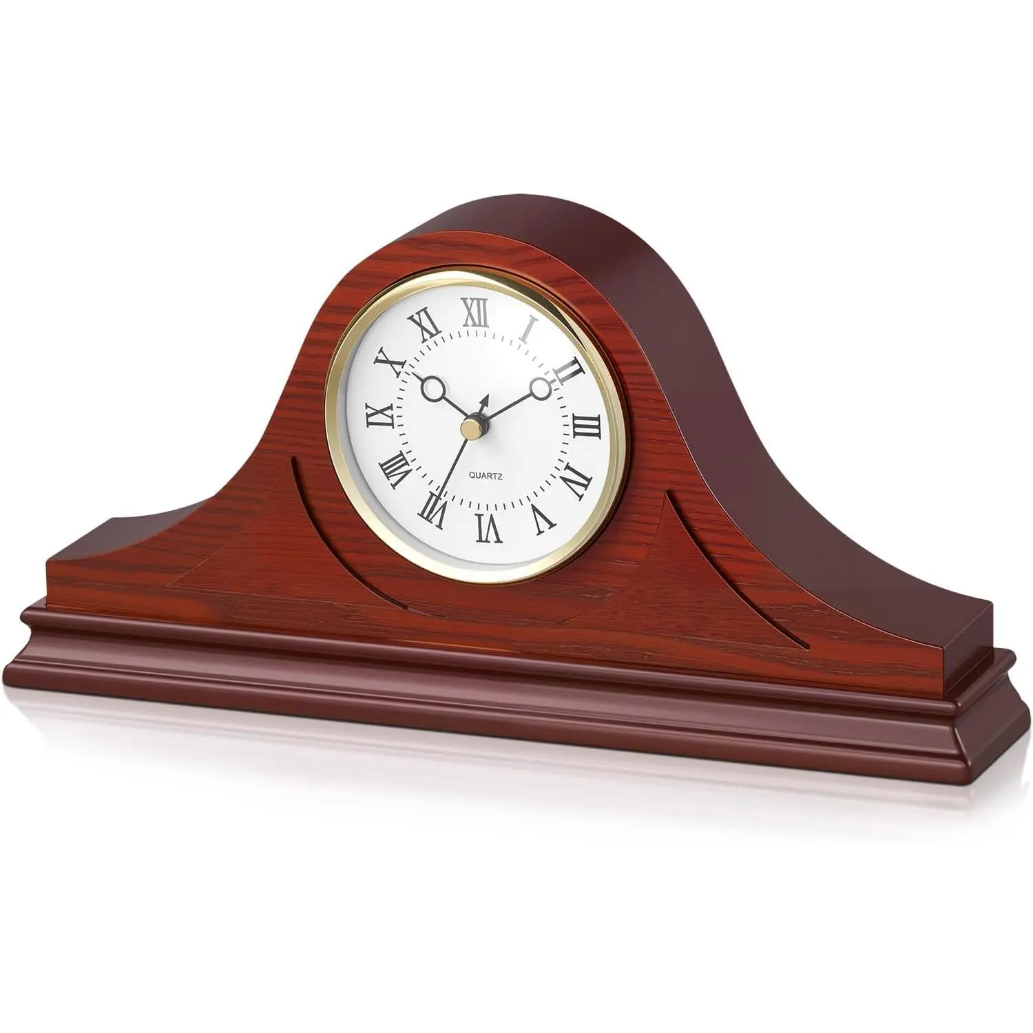 VEVOR Wooden Grandfather Mantel Clock, 6.4 in Vintage Table Clock with Built-in Quartz Movement Quiet Mantel Clock for Living Room Fireplace Home Decor Gift