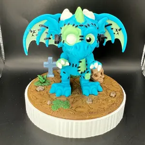 Reassembled Dragon Figure Frankenstine 3D - Fantasy Collectible with Unique Frankenstein Aesthetic for Spooky Desktop Display