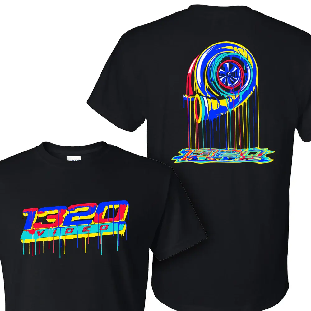 1320video Boost Drip T-shirt Turbo Pattern Unisex Car Enthusiasts Street Racing Style Trailer Racing Clothing Racing Driver Gift Birthday Gifts Stylish Comfortable Streetwear Tropical T Shirt Casual Camiseta Summer Verano Fit Tee for Men Women