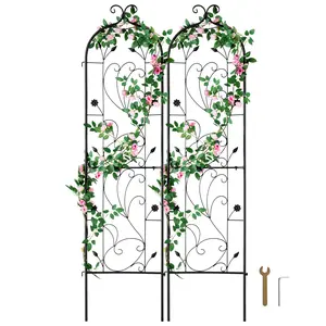 VEVOR Garden Trellis for Climbing Plants, 60 x 15 in, 2 Packs Rustproof Metal Garden Flower Trellis, Outdoor Climbing Rose Trellis Cucumbers Support, Decorative Clematis Trellis for Courtyards Lawns