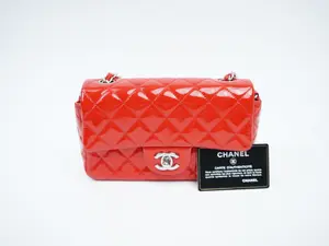 Pre-owned CHANEL patent Crossbody Bags Calfskin Quilted Mini Rectangular Flap Red