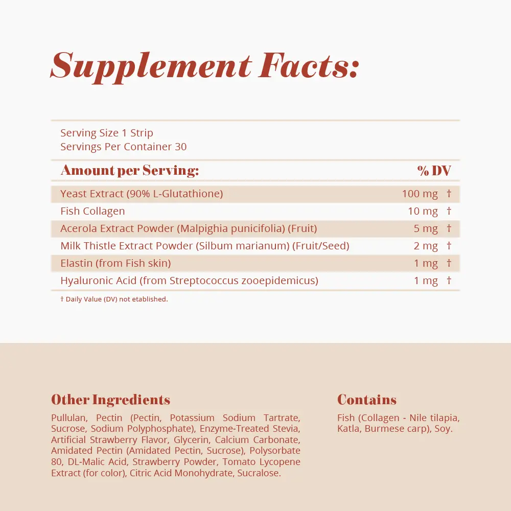 What the Glass Skin Glutathione Strip 30 Strips x 0.012 oz(344mg) with  Collagen, Acerola Extract, Milk Thistle, Hyaluronic Acid | Fast-Absorption,  Skin & Liver Support - TikTok Shop