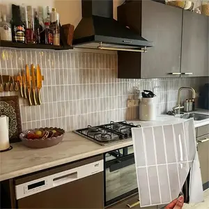 [Crystal Drop Glue 3D Mosaic Tile] 20pcs Crystal Drop Glue3D Mosaic Tile -Self-Adhesive Wall Stickers, WaterproofHigh Temperature Resistant - Living Room KitchenBacksplash Bathroom Home Wall Stickers-Beige