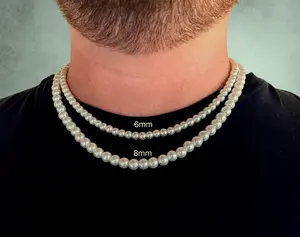 Pearl Necklace for Men | Classic Pearl Choker Necklace | Affordable Handmade Faux Pearl Minimalist Jewelry