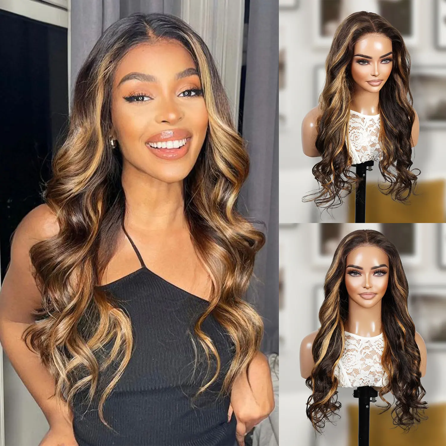 UpScale Glueless Virgin Human Hair Wig, 5x5 Closure, 24in Wear and Go, Pre-Cut, Pre-Plucked, Bouncy Body Wave Wigs Human Hair, Glueless Virgin Hair