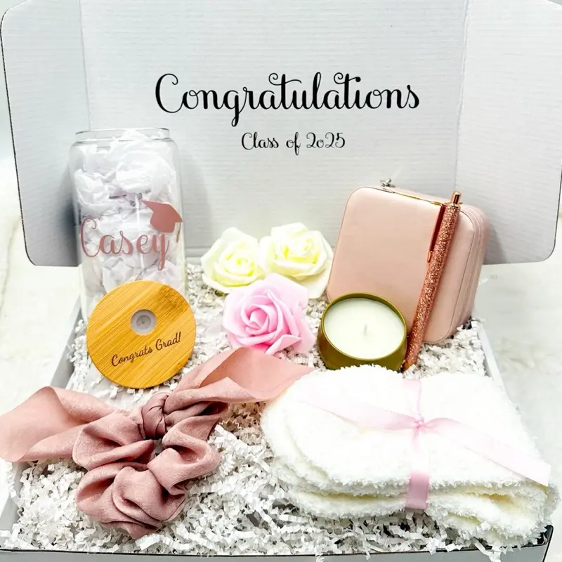 Graduation Gift Box Women Graduate Gift High School Graduation Gift College Graduation Gift Box Girl Gift Pink Gift Box Custom Name Gift