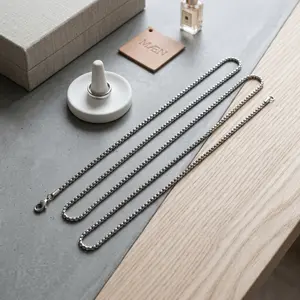 The Ultimate Everyday Silver Premium Silver Venetian Box Chain Necklace - 2.5mm Stainless Steel Minimalist Jewelry