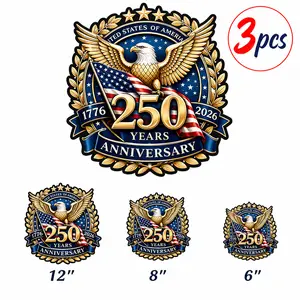 3PCS USA 250th Anniversary (1776-2026) Patriotic Vinyl Decals - Universal Car Sticker, Vehicle Exterior Decoration for Trucks, 4th of July Festive Window Decor