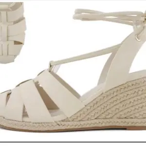 CEASE BGE Women's White Espadrille Wedge Sandals with Crisscross Straps and Braided Sole