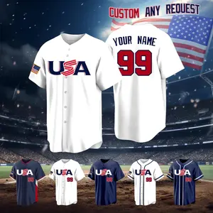 Custom Baseball Jersey Personalized Name Number USA Uniform shirt for Men Women