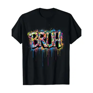short sleeve T-shirt bruh funny saying meme graffiti aesthetic  T-Shirt