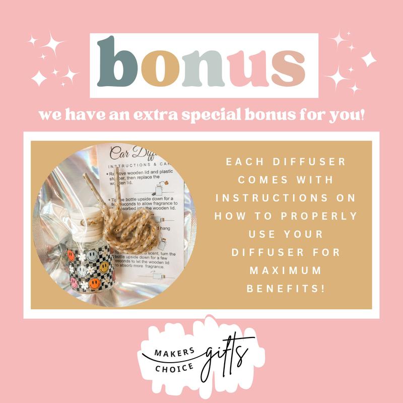 Holiday Scented Car Air Freshener Long Lasting Scented Diffuser for Rearview Mirror Clean Ingredients, Stocking Stuffer, Christmas Hanging Car Diffuser