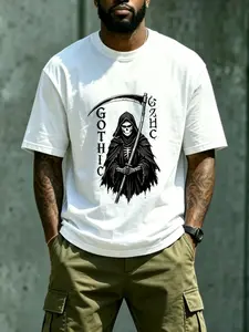 Men's Summer Dark God T-Shirt, Breathable Quick-Dry Knit Fabric, Elastic Round Neck Short Sleeve, Casual Daily Wear