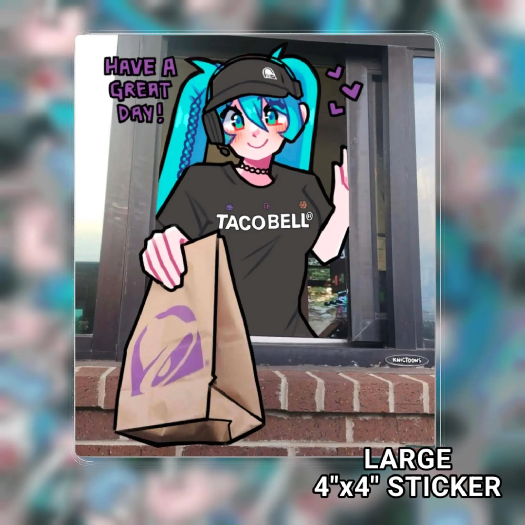 Fast Food Miku Sticker | Die-Cut Vinyl Sticker Decal | Cute Anime Hatsune Miku Laptop Water Bottle Kawaii Sticker