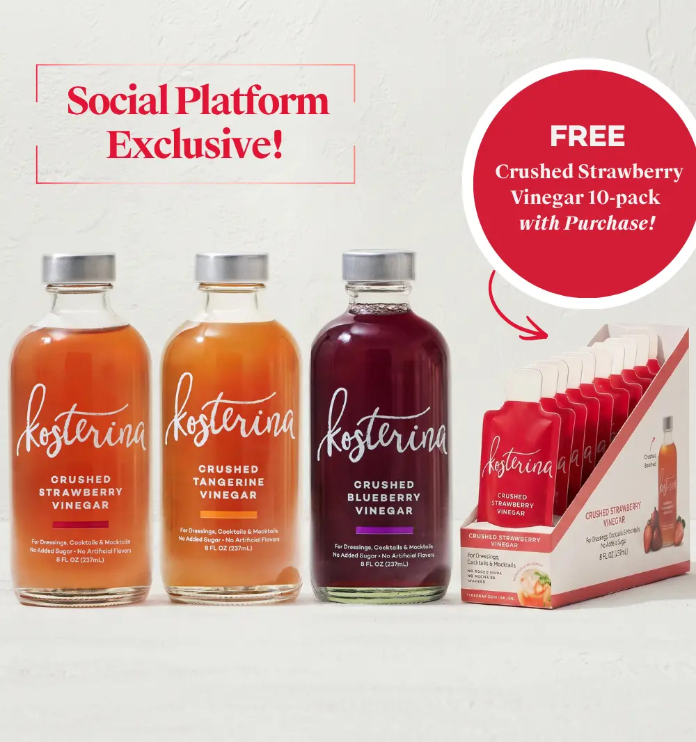 Crushed Fruit Vinegar Trio + 10-Pack Strawberry Packets