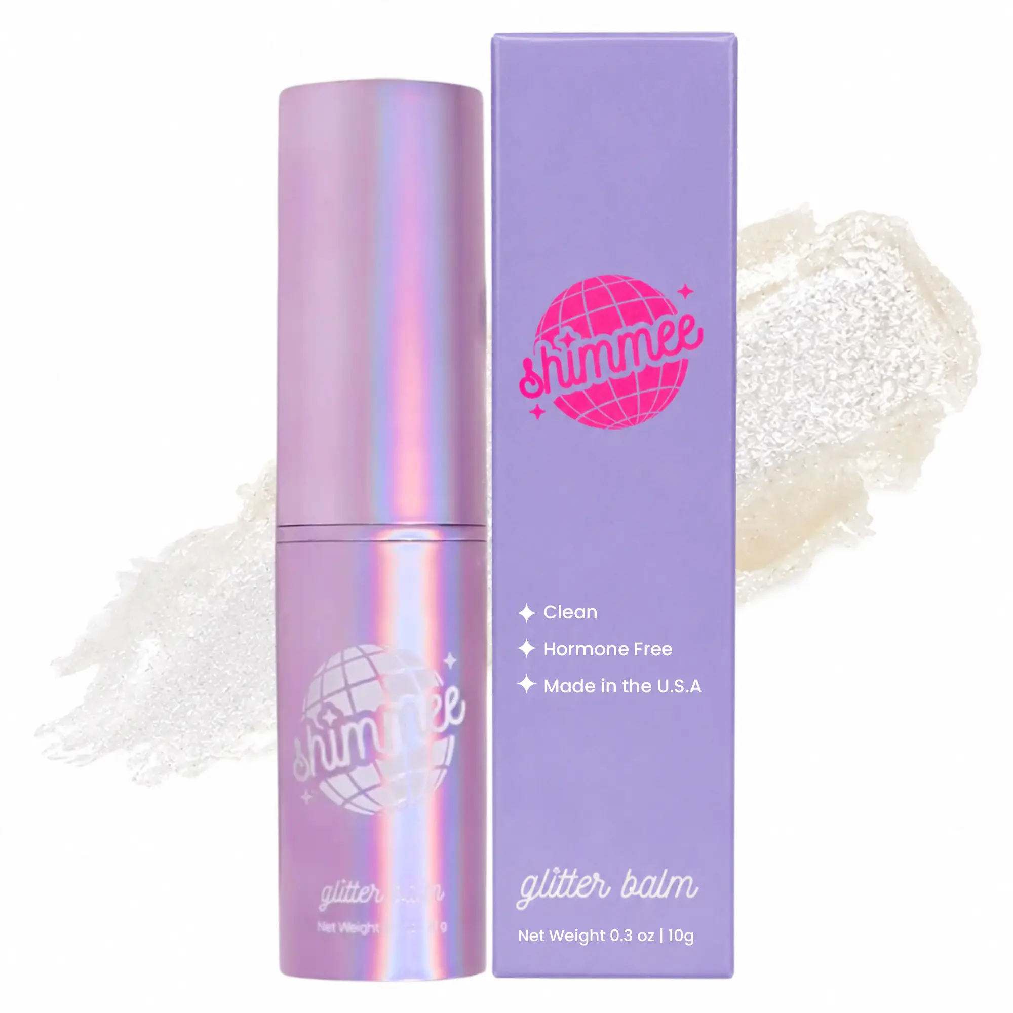 Disco Body Glitter Balm Stick Silver Holographic Shimmer for Face Body Hair Vitamin E Hydrating Glow Balm Vegan Fragrance Free No Glue Glitter Made in USA