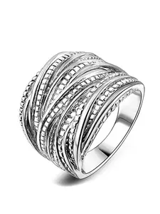 Women's Elegant Textured Design Ring, Statement Ring, Fashion Jewelry for Party, Daily Clothing Decor, Trendy All-match & Exquisite Jewelry for Birthday Gift