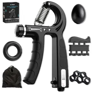 Complete Hand Grip Strengthener 5-in-1 Kit | Forearm Vein Enhancer with Gripper, Finger Exerciser, GripRing and Stress Ball