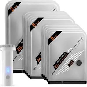 Travel Vacuum Bags with Cordless Electric Pump,  12 Pack Space Saver Storage Bags, Vacuum Seal Bags for Clothing, Compression Packing Cubes for Luggage Suitcase