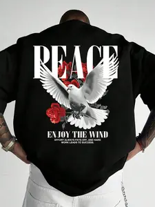 Men's Plus Size Casual Fitted T-Shirt, Simple Minimalist Graphic Print, Fashion Trendy Commuter Outdoor Streetwear, Hip Hop Vintage Unique Style, Tee, Top