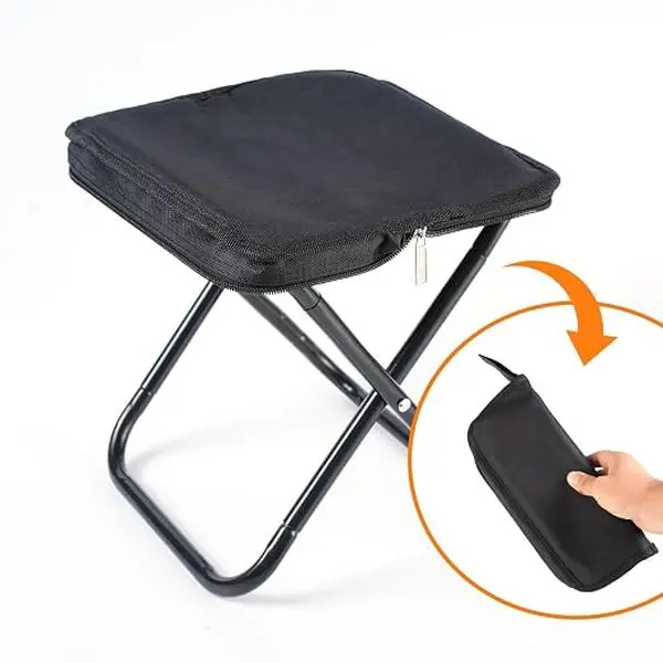 2-Pack Camping Folding Stools, Waterproof Outdoor Furniture, Lightweight Compact Portable Seating, Durable, Comfortable, Breathable Easy-Carry Chairs for Hiking, Picnics