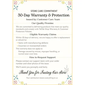 30-Day Warranty Card for Your Purchase - Includes Printing, Sewing, and Fabric Defect Coverage - Smooth Shopping Experience
