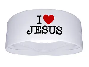 I Heart Jesus I Love Jesus 4" Wide Sports Tapered Stretch Headband Faith Christian Sweatband Head Sweat Band Running Football Soccer Accessories B3 U ATHLETICS
