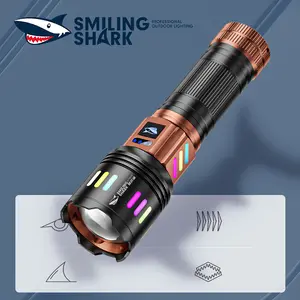 Smilingshark SD-5251 Outdoor Multifunction Flashlight - High-Brightness Illumination, Comfortable Grip for Single-Hand Operation, 5 Lighting Modes, Battery Level Indicator, Ideal for Camping, Hiking