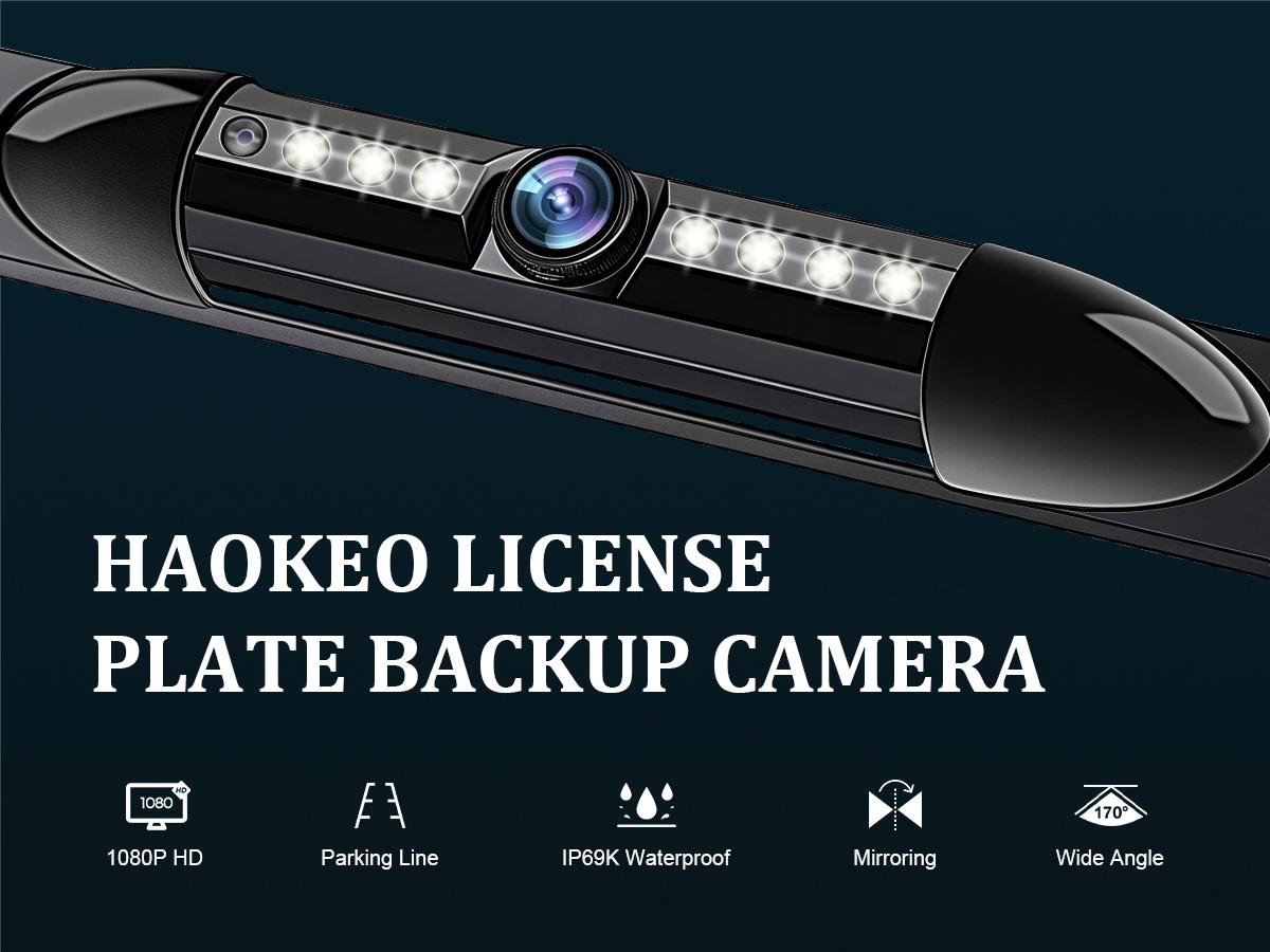 Backup Camera AHD 1080P Front Rear View Metal License Plate Camera with Night Vision, Waterproof Back up Camera for Cars/Truck/RV/Tractor/Semi-Trailers/Pickup