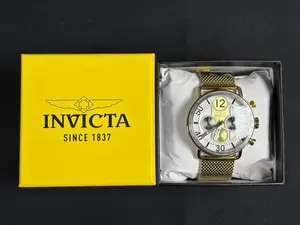 Invicta Speedway Men's Watch 44mm Gold-Tone Case with Gold Mesh-Style Bracelet Multi-Dial Face Chronograph Sub-Dials Tachymeter Ring Sporty Polished Look