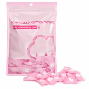 Compressed Towel 100 PCS Mini Tablets Disposable Portable Face Towel Cotton Coin Tissue Eco-Friendly for Travel, Camping, Hiking, Sport, Beauty, Home Hand Cloths, Outdoor Activities Pink
