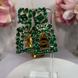 CHICHI RECTANGLE CRYSTAL STONE DROP EARRINGS