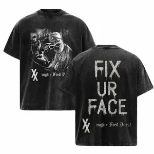 Fix Ur Face Vintage Washed Graphic T-Shirt, MGK x Fred Durst Rap Rock Tee, Oversized Heavyweight Cotton Streetwear, Y2K Punk Grunge Fashion Shirt, Alternative Music Fan Merch, Collector Gift T