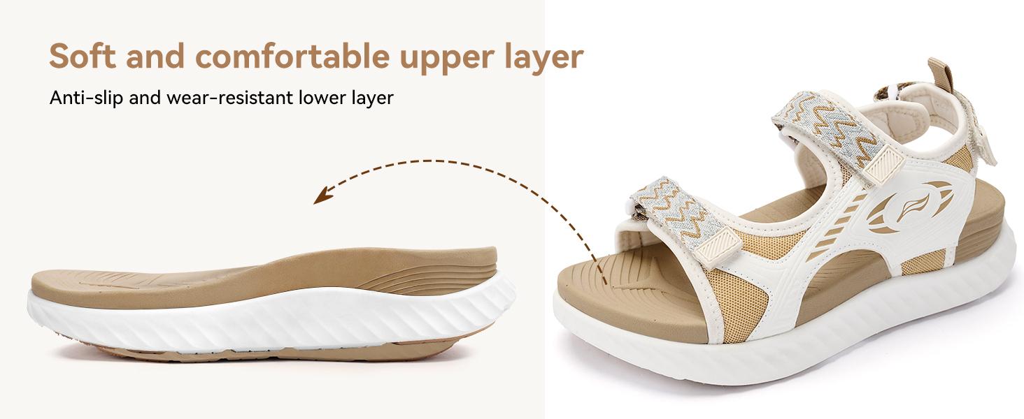 Women's Summer Walking Sandals with Breathable Mesh Upper, Quick-Drying Water-Friendly Design, Adjustable Hook and Loop Straps, Padded Heel Strap for Easy On/Off and Customized Comfort, Lightweight Outdoor Summer Sandals
