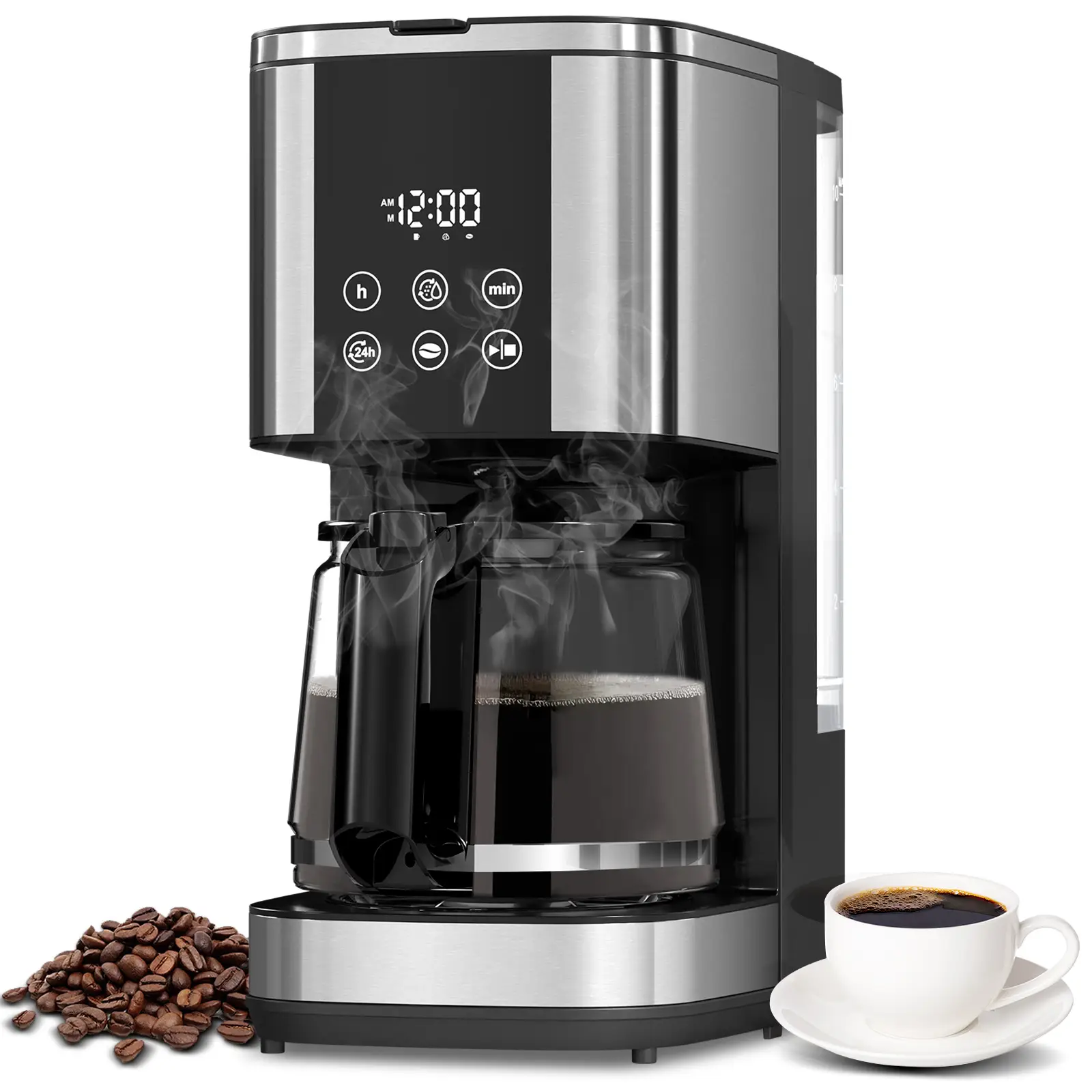 Xbeauty Coffee Maker, Drip Coffee Machine,1.5L Water Tank, Programmable, Delay Brew, Keep Warm, with Touch Screen, Automatic off, Safe cleaning