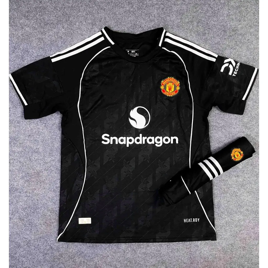 Black Sponsor Edition Soccer Jersey and Shorts Set Fan Wear Sportswear